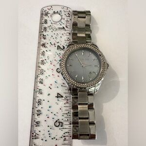 Michael Kors Silver Crystal Bezel Stainless Steel  Iridescent Watch Women